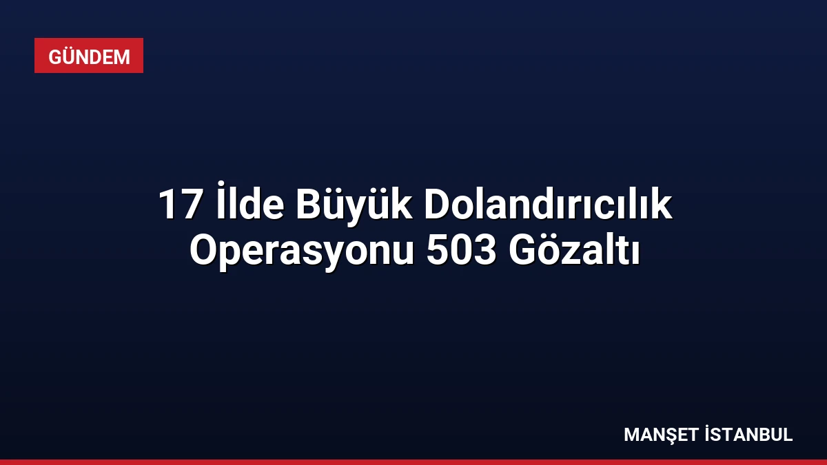 17 İlde Büyük Dolandırıcılık Operasyonu 503 Gözaltı