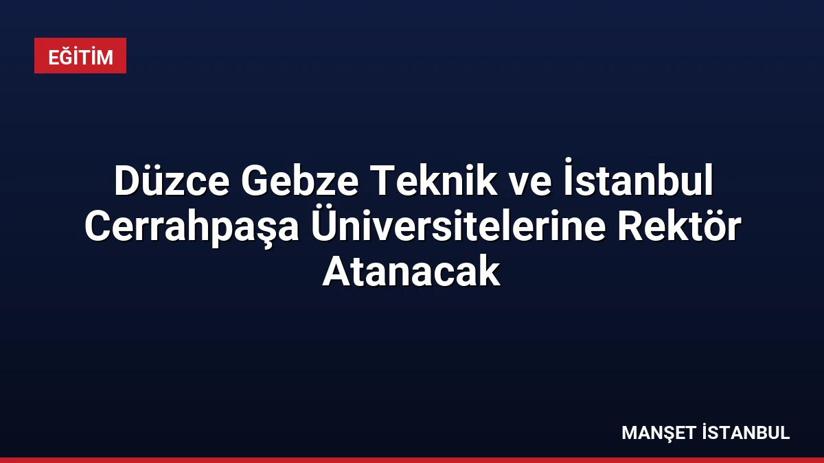 Düzce Gebze Teknik ve İstanbul Cerrahpaşa Üniversitelerine Rektör Atanacak