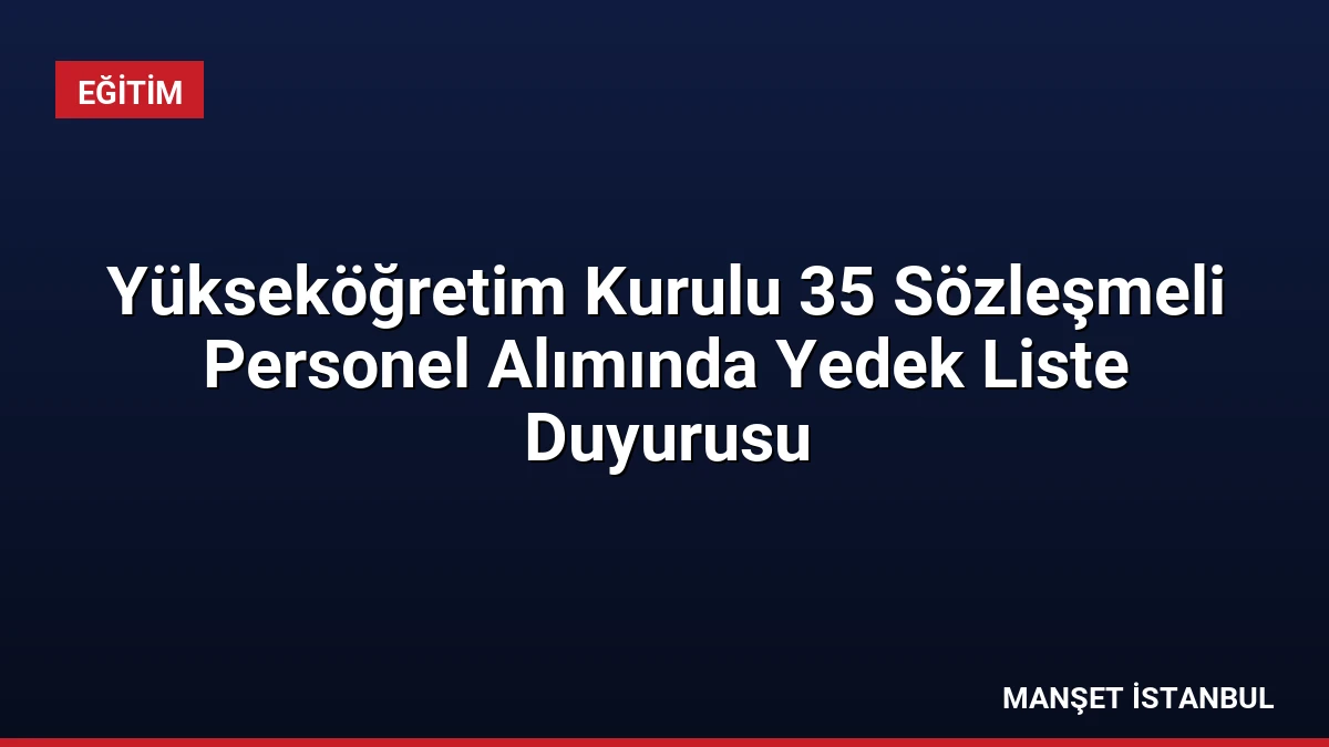 Yükseköğretim Kurulu 35 Sözleşmeli Personel Alımında Yedek Liste Duyurusu