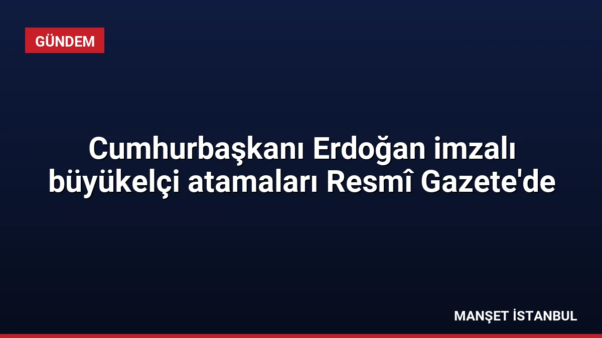 Cumhurbaşkanı Erdoğan imzalı büyükelçi atamaları Resmî Gazete’de