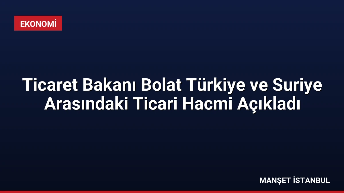 Ticaret Bakanı Bolat Türkiye ve Suriye Arasındaki Ticari Hacmi Açıkladı