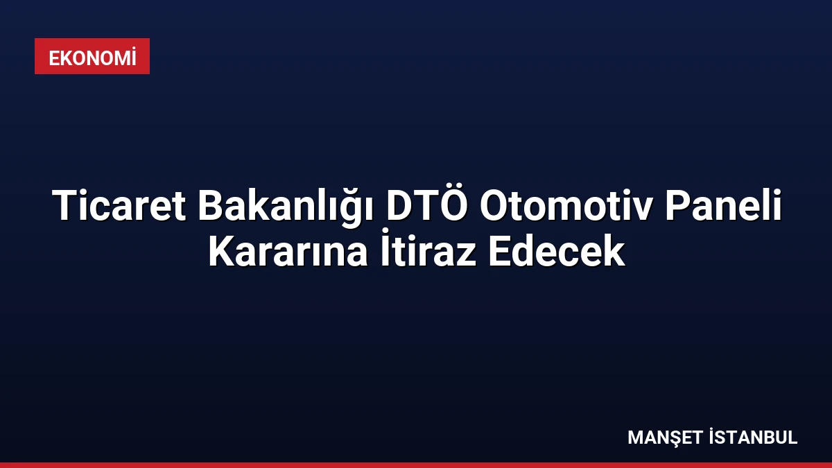 Ticaret Bakanlığı DTÖ Otomotiv Paneli Kararına İtiraz Edecek