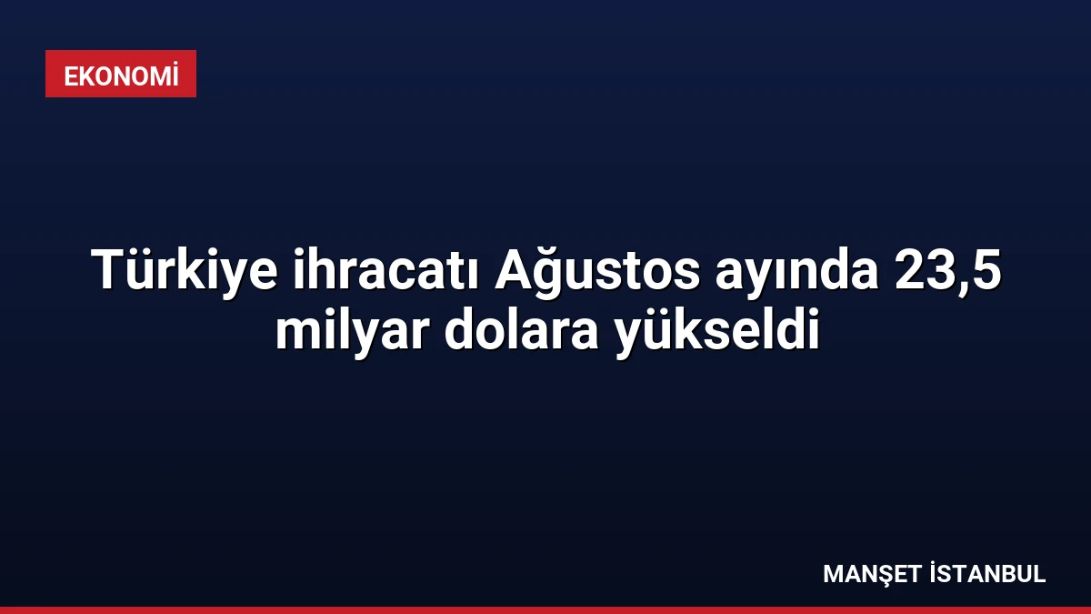 Türkiye ihracatı Ağustos ayında 23,5 milyar dolara yükseldi