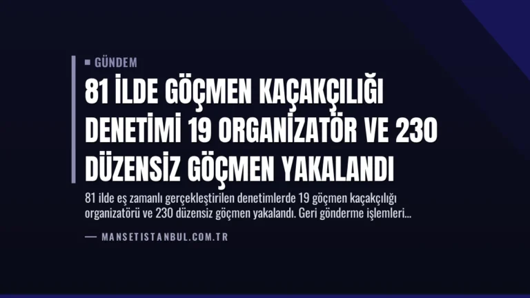 81 İlde Göçmen Kaçakçılığı Denetimi 19 Organizatör ve 230 Düzensiz Göçmen Yakalandı
